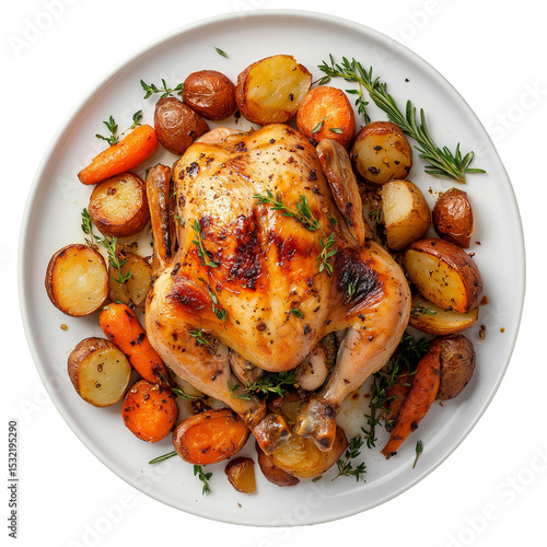 Perfectly Roasted Whole Chicken with Herbs and Orange – High-Detail Food Photography
