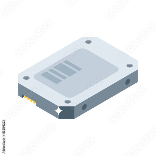 A trendy isometric style icon of ssd drive device