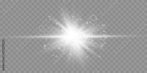 Glow effect.Bright star.Star flared with sparkles.Sun.EPS 10.