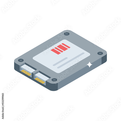 An isometric style icon of ssd fast data storage device
