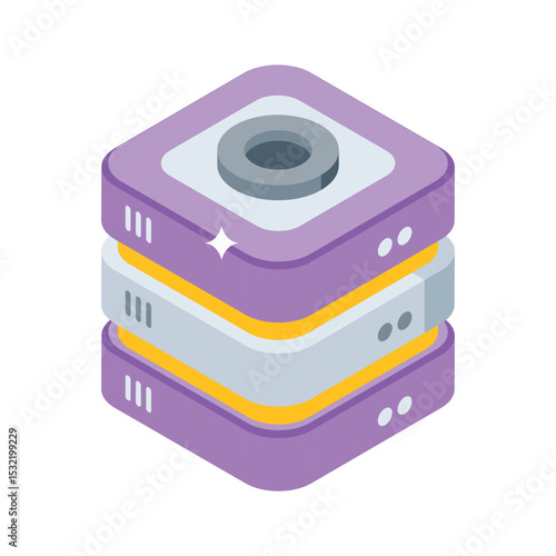 An amazing isometric style icon showing server storage