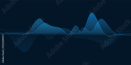 Abstract waves of the equalizer on blue background simple modern design art