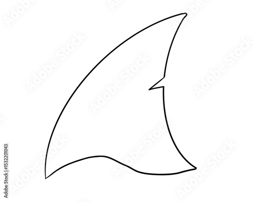 Shark fin sketch with water tattoo. Simple line silhouette dolphin or shark fin underwater. Vintage nautical retro textured shape.
