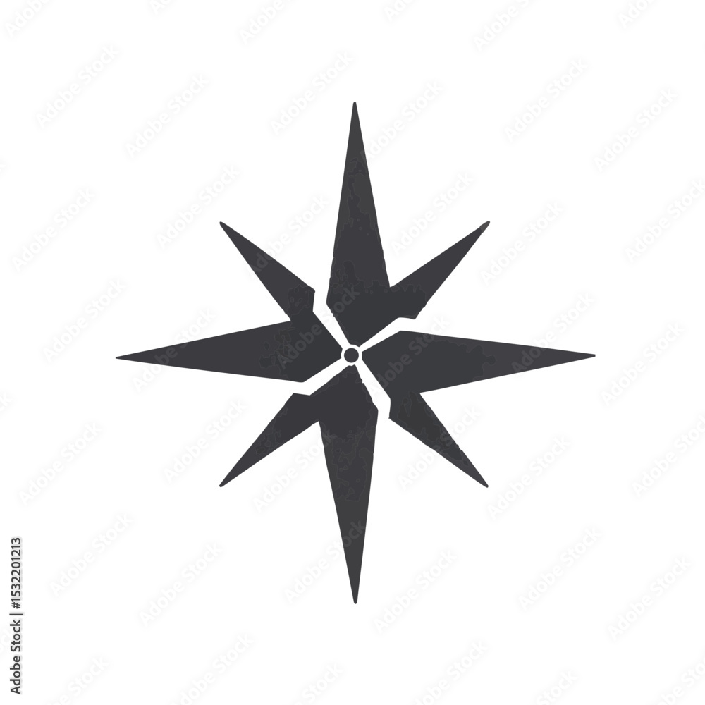 Obraz premium Flat Compass Icon with North Arrow, Minimal Adventure Symbol