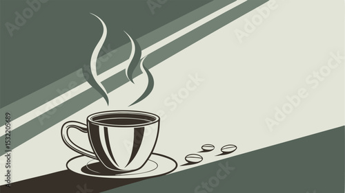 Coffee cup and coffee beans in retro style. Vector illustration.