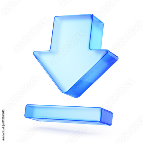 Download icon, Download 3d button. Load symbol on white background - 3d rendering