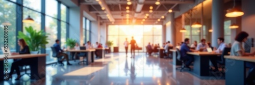 Wallpaper Mural Bright open plan office, abstract blurred figures, spacious, open plan Torontodigital.ca