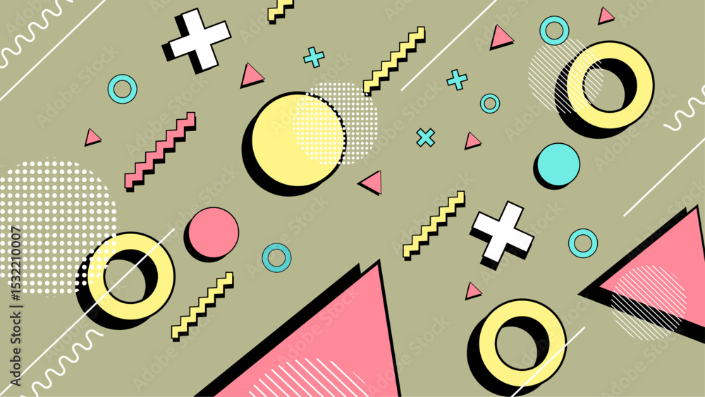 Obraz premium Abstract geometric Memphis background vector template