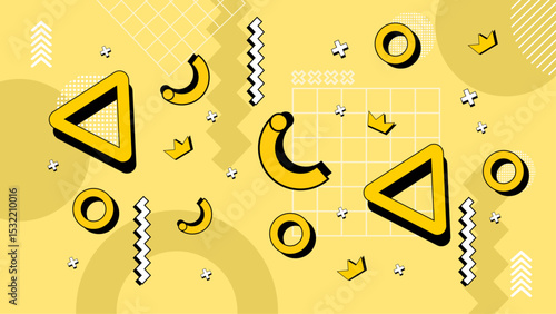 Flat design abstract Memphis background with colorful shapes