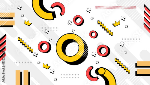 Flat design abstract Memphis background with colorful shapes