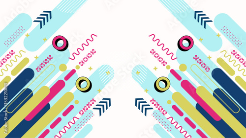 Flat design abstract Memphis background with colorful shapes