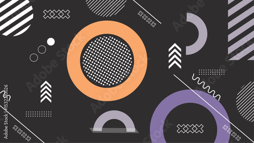 Flat design abstract Memphis background with colorful shapes