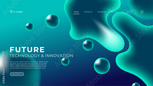 Landing Page With cyan and blue Abstract shape background