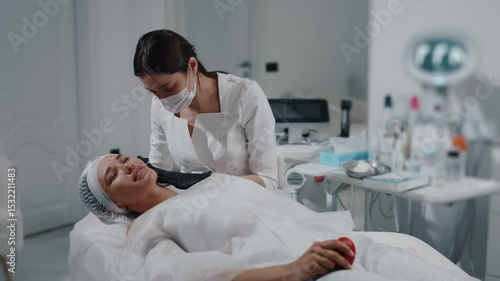 Facial injection procedure in modern aesthetic clinic