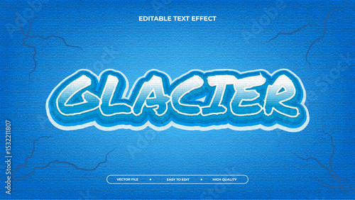 3D Glacier text effect vector illustration design