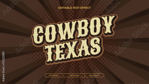 3D Cowboy Texas text effect vector illustration design