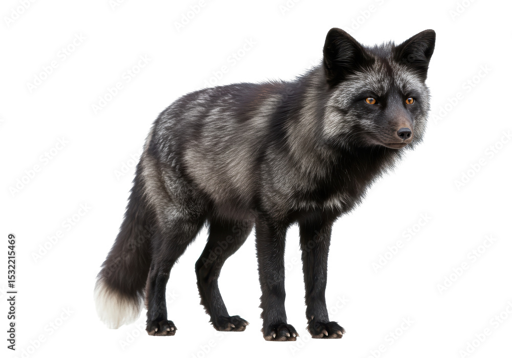 Naklejka premium Isolated Elegant Silver Fox Standing Calmly