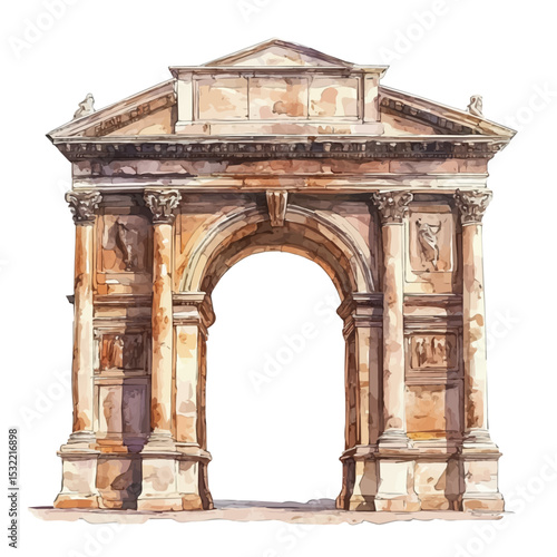 watercolor vector of Victory Arches, high quality, isolated on a white background.