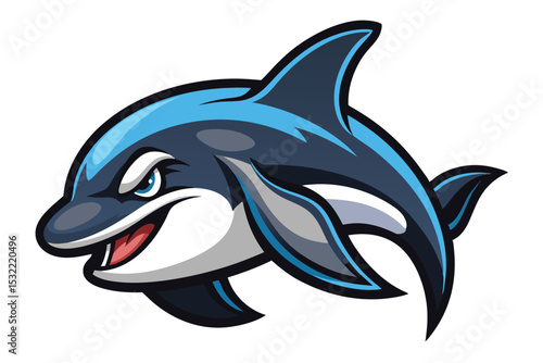 orca killer whale mascot logo vector elements, orca cartoon face clipart illustration.