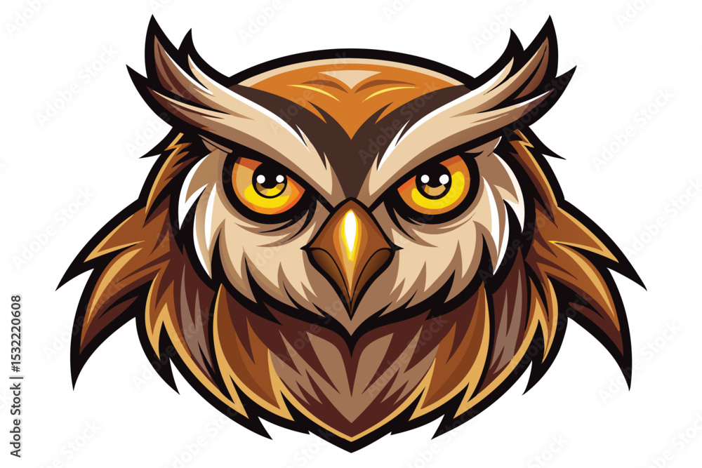 Obraz premium Owl head mascot logo vector elements, Owl cartoon face clipart illustration.
