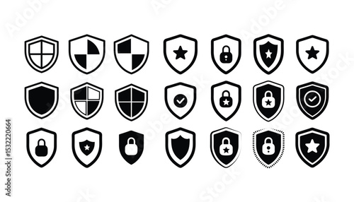 Sheld silhouette vector shape, Security sheld icon vector eps, Sheld silhouette icon vector, Shield icon. Heraldic shield set. Black Knight Award contours and linear signs. Protect shapes silhouette. 