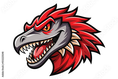 Raptor head mascot logo vector elements, raptor cartoon face clipart illustration.