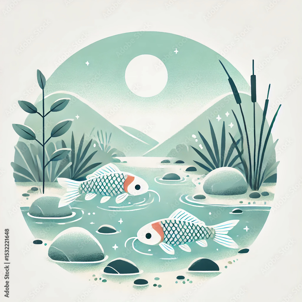 Naklejka premium vector illustration of a tropical landscape