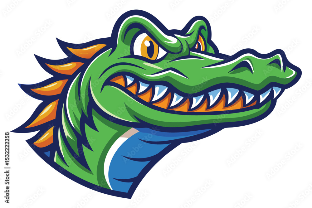 Obraz premium alligator head mascot logo vector elements, angry alligator cartoon face clipart illustration.