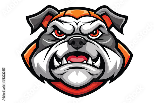 bulldog head mascot logo vector elements, angry bulldog cartoon face clipart illustration.