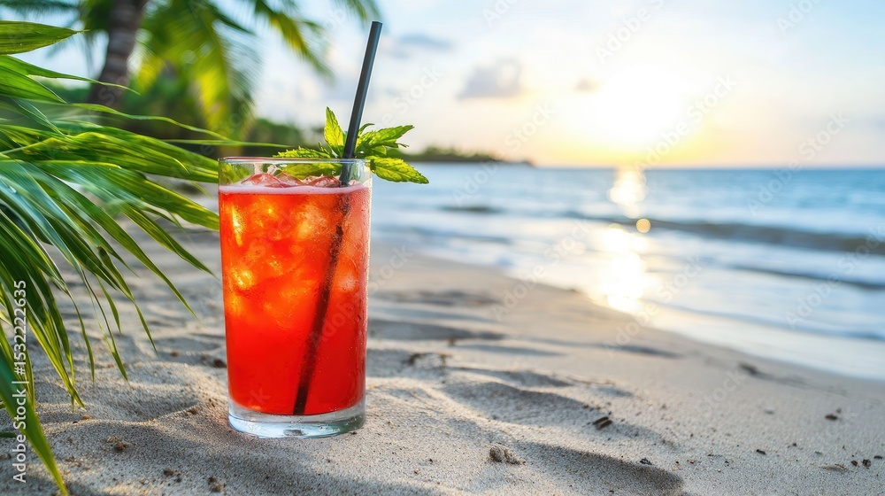 Obraz premium Red Drink on Beach