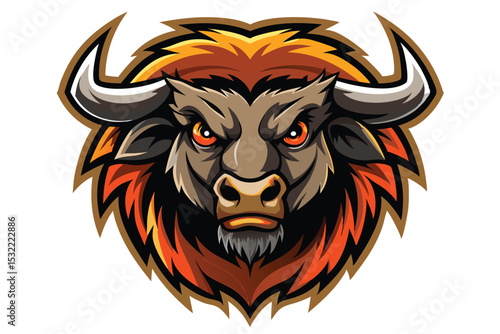 Wallpaper Mural bison head mascot logo vector elements, bison cartoon face clipart illustration. Torontodigital.ca