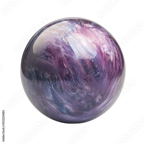 Bowling Ball, Photograph of red marbled bowling ball, isolated on transparent background