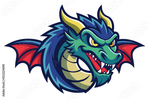 Wallpaper Mural Dragon head mascot logo vector elements, dragon cartoon face clipart illustration. Torontodigital.ca