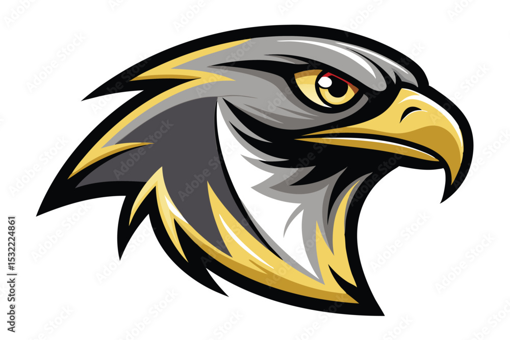 Fototapeta premium Falcon head mascot logo vector cartoon face clipart elements illustration.