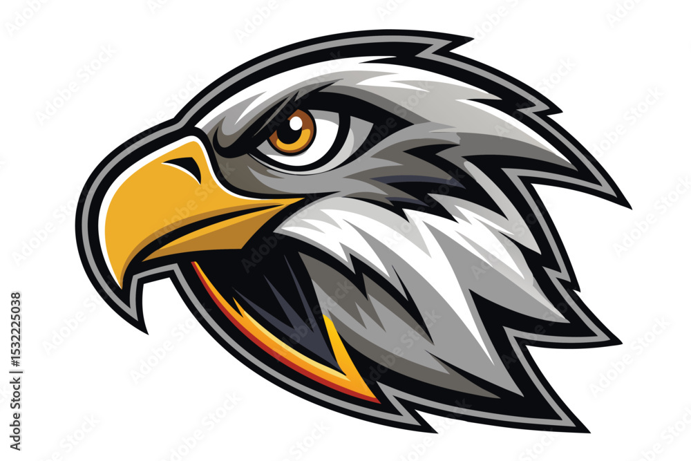 Fototapeta premium Falcon head mascot logo vector cartoon face clipart elements illustration.