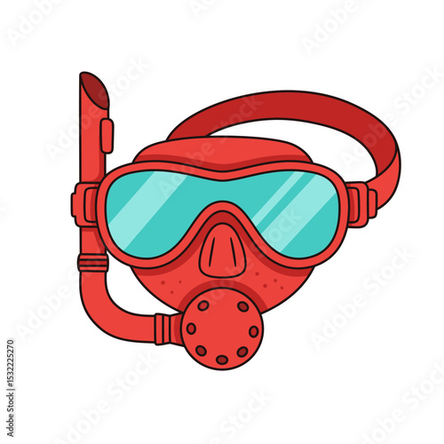 Swimming mask for deep diving. Doodle flat clipart. All objects are repainted.