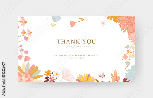 thank you card template with flowers collage for business card, aesthetic greeting card template, printable custom small business card