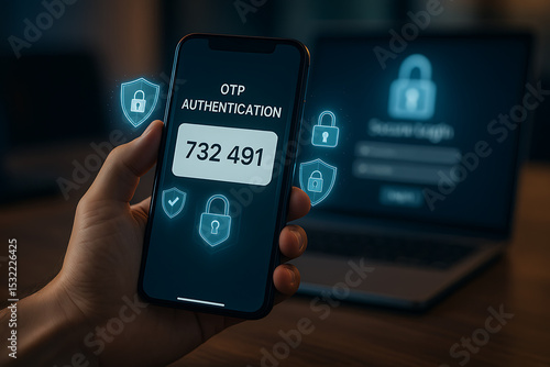 OTP Verification Code on Screen – One Time Password Authentication App UI for Secure Login

