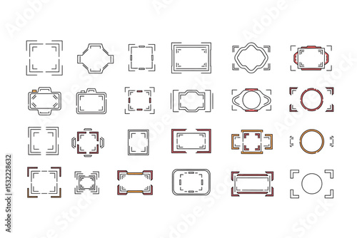 Camera Focusing Frame Set Line Art Illustration