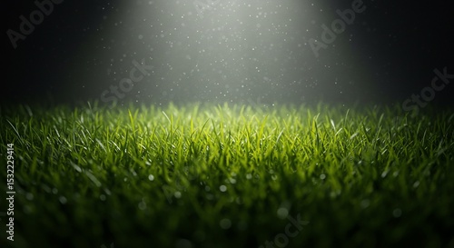 Luminous Green Grass Blades Illuminated by Soft Light
