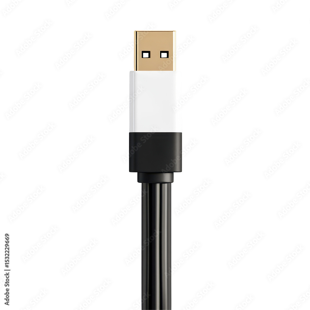 Fototapeta premium Charging Cable, Smartphone charging with cable on light stone table, isolated on transparent background