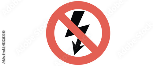 No Electricity Symbol Red Circle Warning Sign