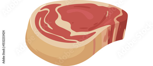 Single Raw Beef Steak Cut Illustration