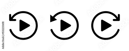 Replay icon. Playback icon. Repeat icon. Replay line icon vector illustration