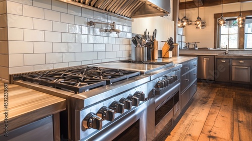 Wallpaper Mural Luxury Farmhouse Kitchen: Stainless Steel Appliances and Rustic Charm Torontodigital.ca