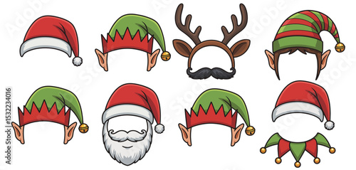 Christmas Elf Hats Santa Hat Reindeer Antlers Photo Booth Props