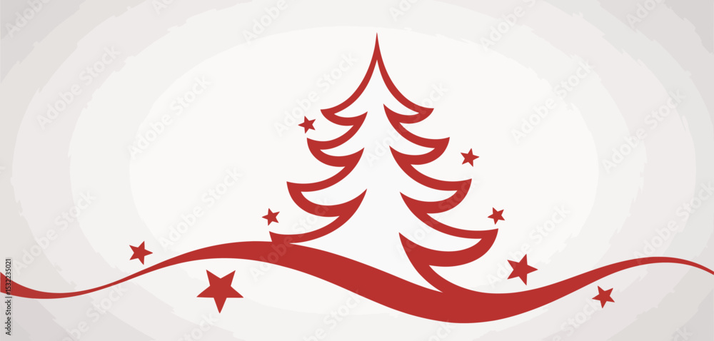 Simple Red Christmas Tree Design with Stars and Swirl Simple Red Christmas Tree Design with Stars and Swirl