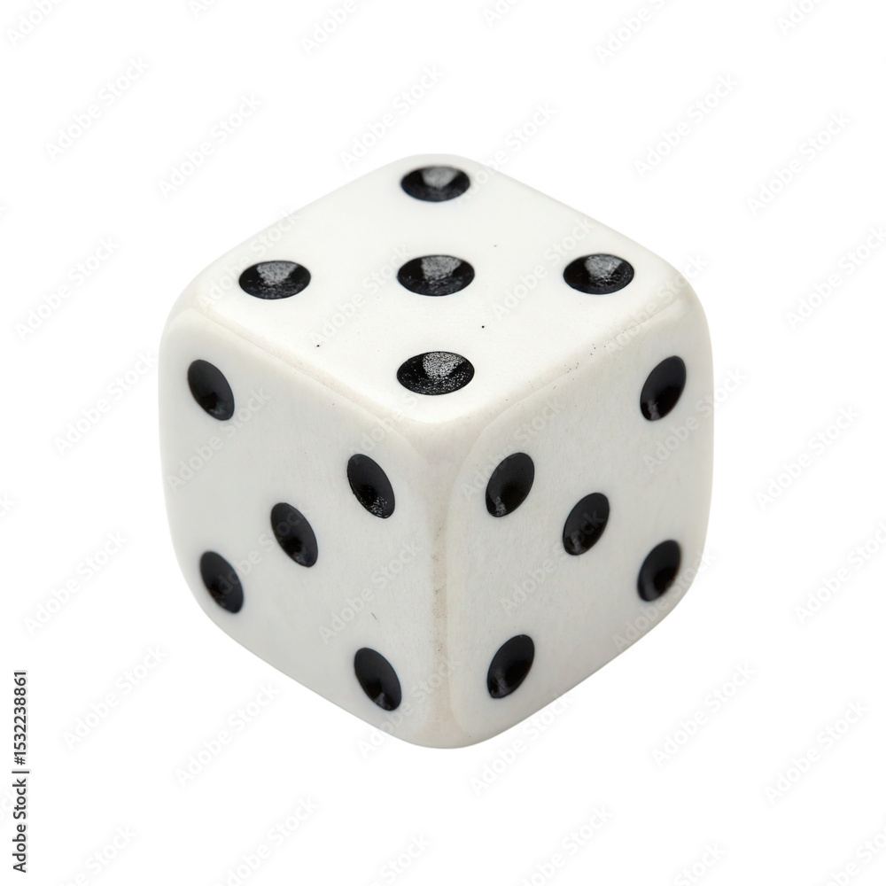 Classic six-sided dice on a white background perfect for board games and tabletop activities Classic six-sided dice on a white background perfect for board games and tabletop activities