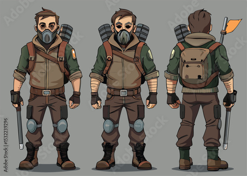 Post-Apocalyptic Survivor Character Turnaround – Game Model Sheet