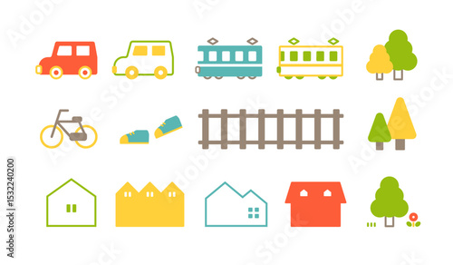 自動車　家　生活アイコンセット